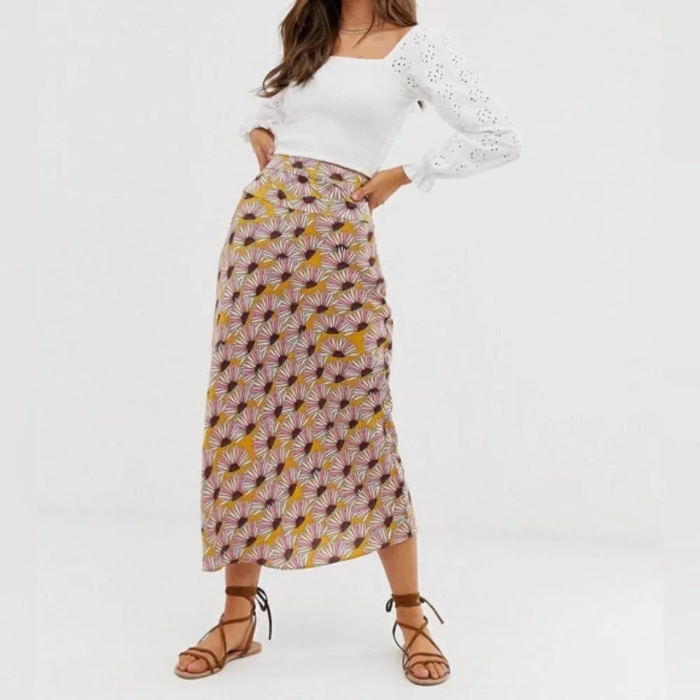 Free People Normani‎ printed bias cut skirt